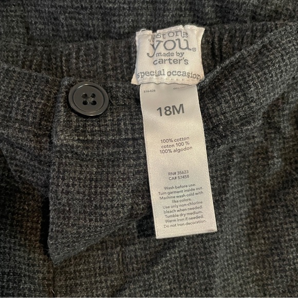 Carter’s grey vest, grey pants, white button down onesie, size 18 months - Picture 7 of 7